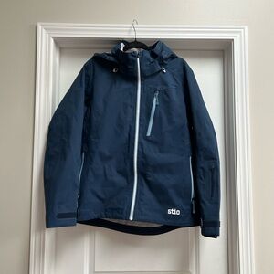 $479 Womens Stio Environ Jacket Full Zip Hooded Mountain Shadow Blue Size XL